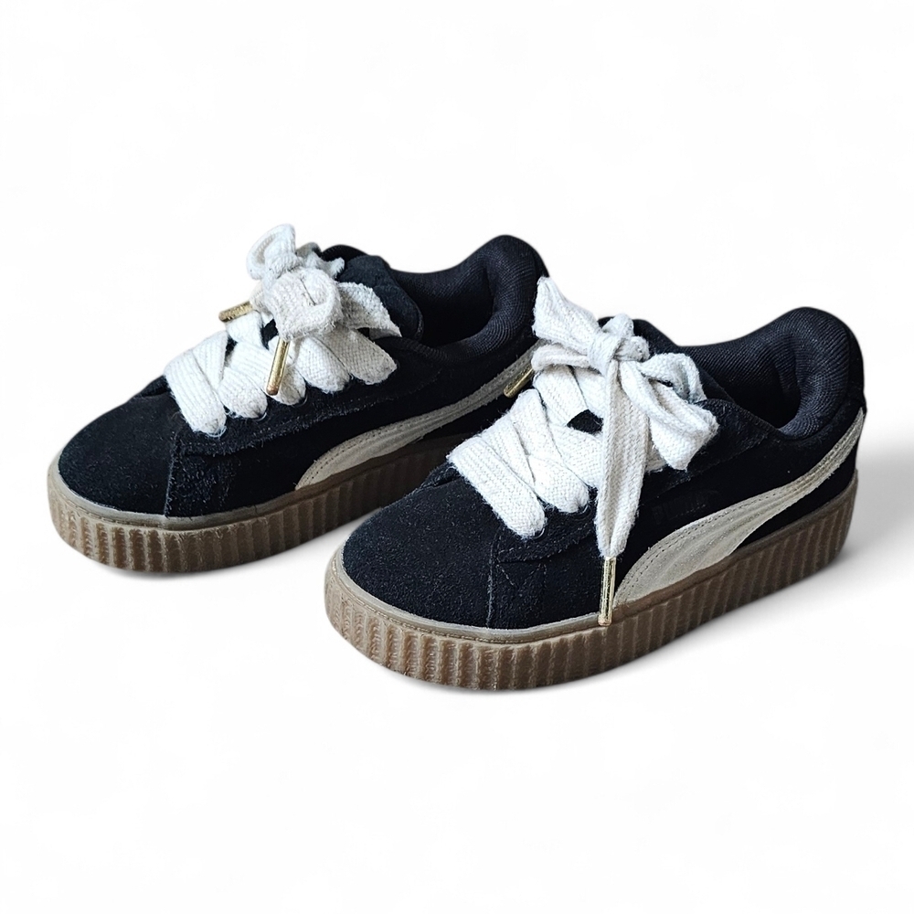 Puma Creeper Phatty Kids Black Suede Low Top Sneakers Size 1C